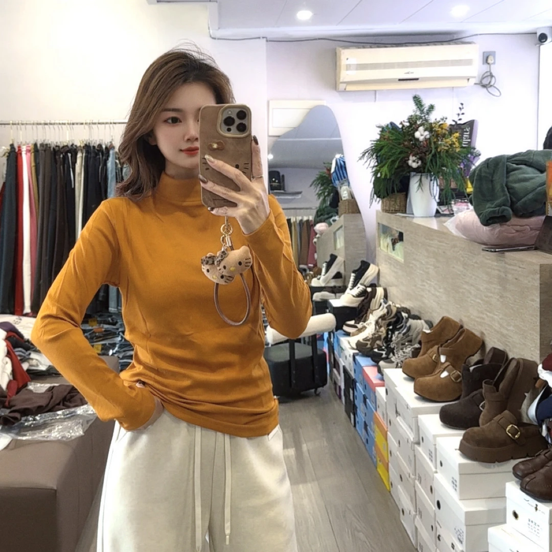 冬款百搭抓毛简版中领上衣2960