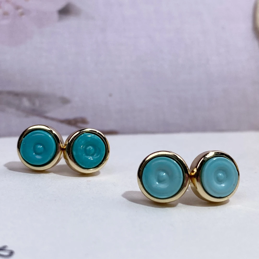 湖北十堰原矿绿松石耳钉精致简约时尚个性多色多样随机发一件