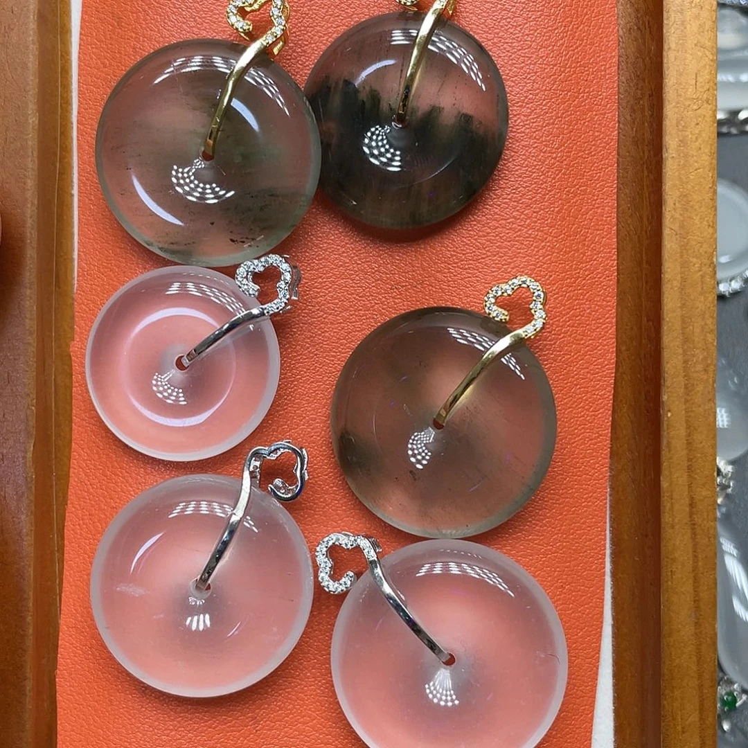 石英质玉吊坠银S925镶嵌