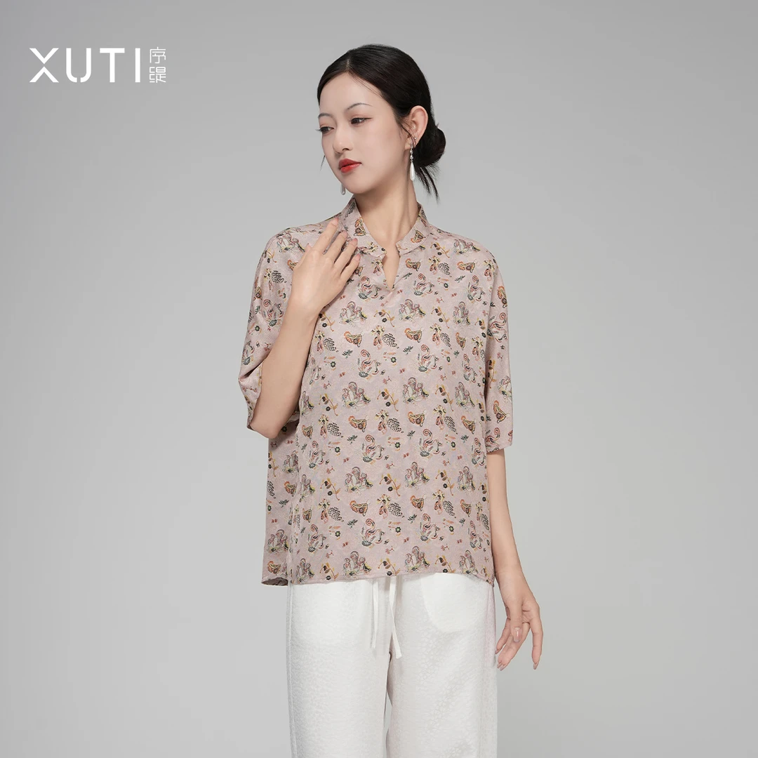 序缇『喜相逢』夏季新款新中式三经绞罗非遗桑蚕丝上衣女H127-17561