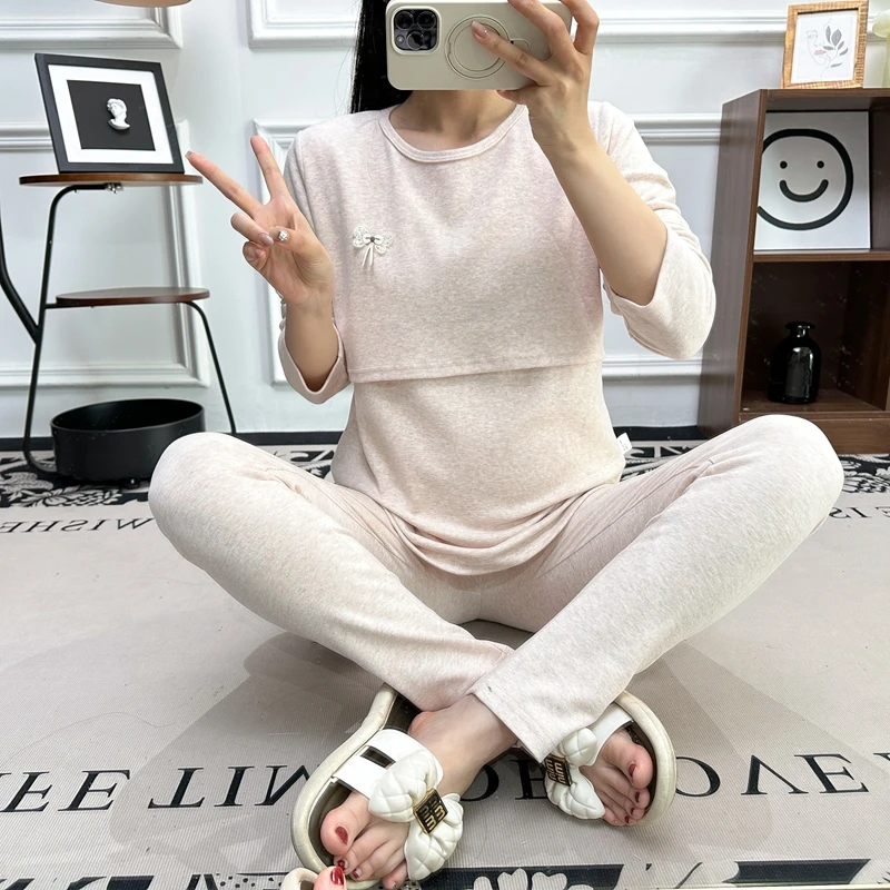 16秋冬孕妇秋衣秋裤哺乳套装产后保暖内衣月子服睡衣加厚哺乳服