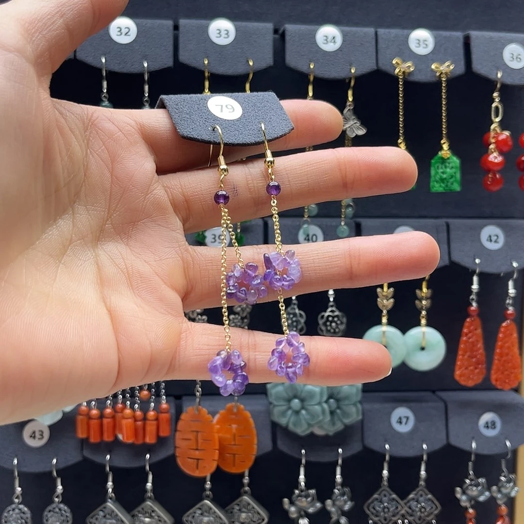 紫晶未镶嵌耳饰耳饰