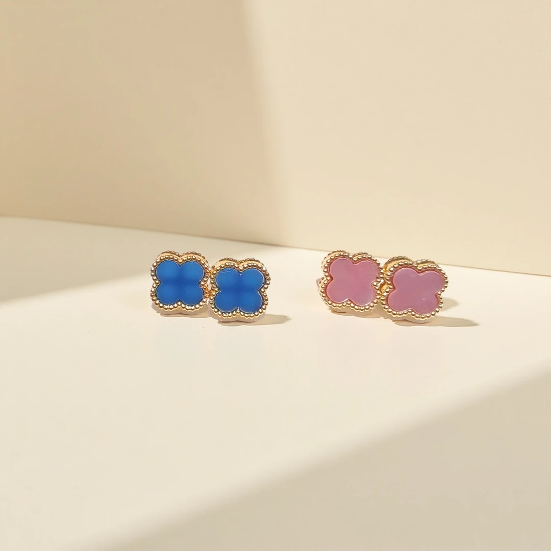 【XZ】18K金四叶草草耳钉合集（一对）卡约9.5mm