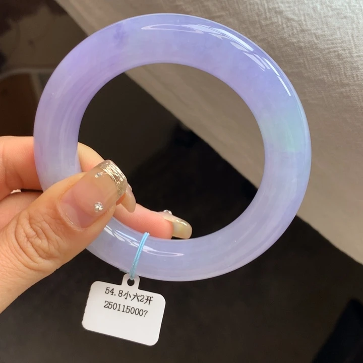 翡翠手镯未镶嵌冰紫胖圆条