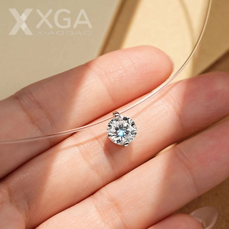 坠链均925银合成锆石 纯银人鱼的眼泪鱼线简约项链男女百搭轻奢款