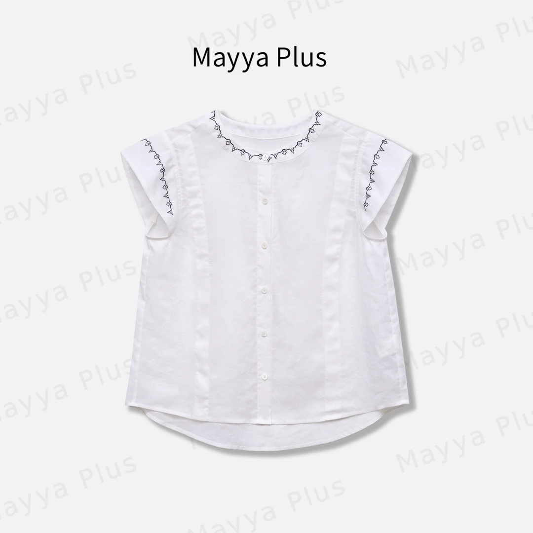 【小城之恋】Mayya Plus麦芽定制小众刺绣衬衫时尚百搭上衣32528601