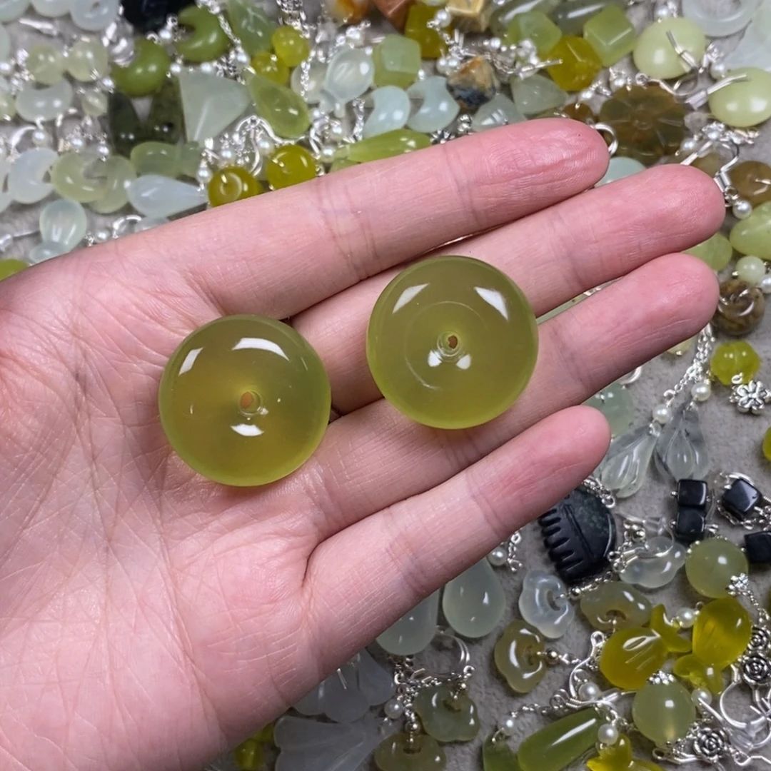 健***丽蛇纹石玉未镶嵌耳饰耳环挂件项链