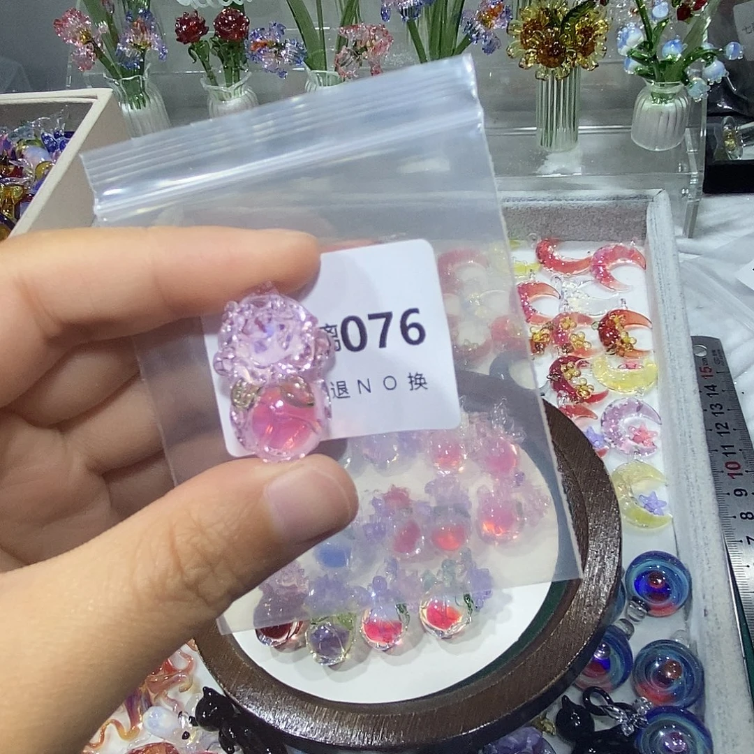 ₊***⁺琉璃吊坠（不含链）76玫瑰花心脏