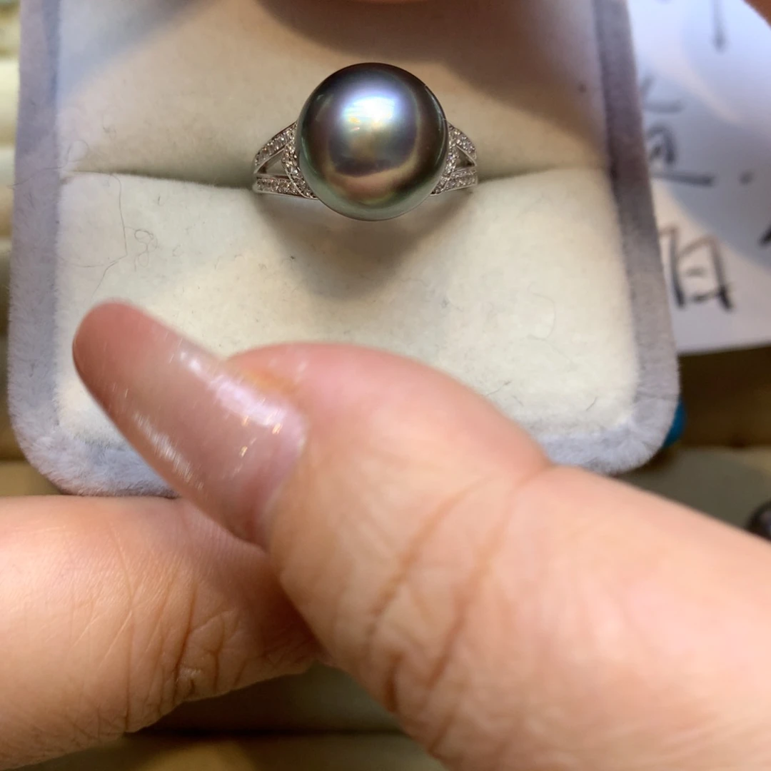 银S925镶嵌戒指海水珍珠