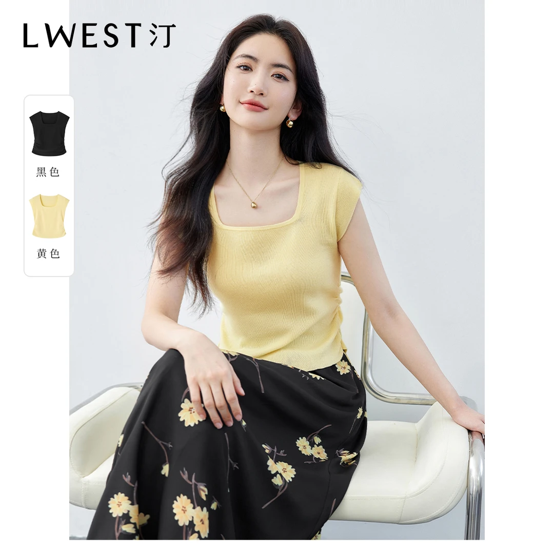 【林一专属】朗文斯汀优雅气质方领抽褶显瘦针织衫DTYZ5204B07055