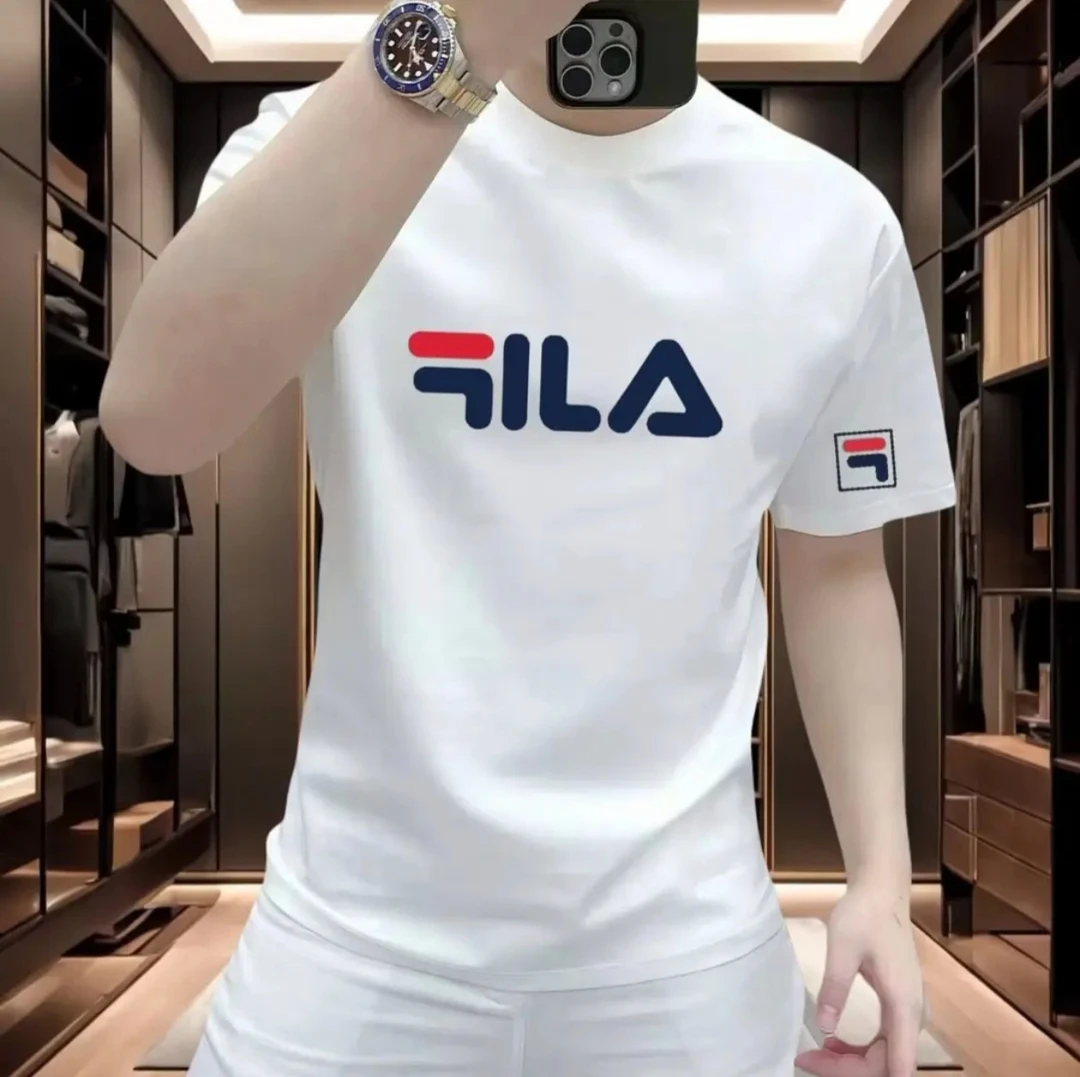 短袖半袖青年宽松型男士丝光亮片T恤白色休闲ins上衣圆领轻奢卫衣