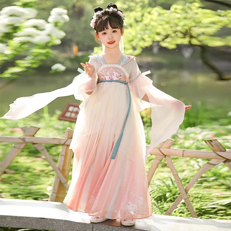 新品巴拉巴拉儿童汉服女童夏季古装中国风超仙连衣裙2025新款女孩