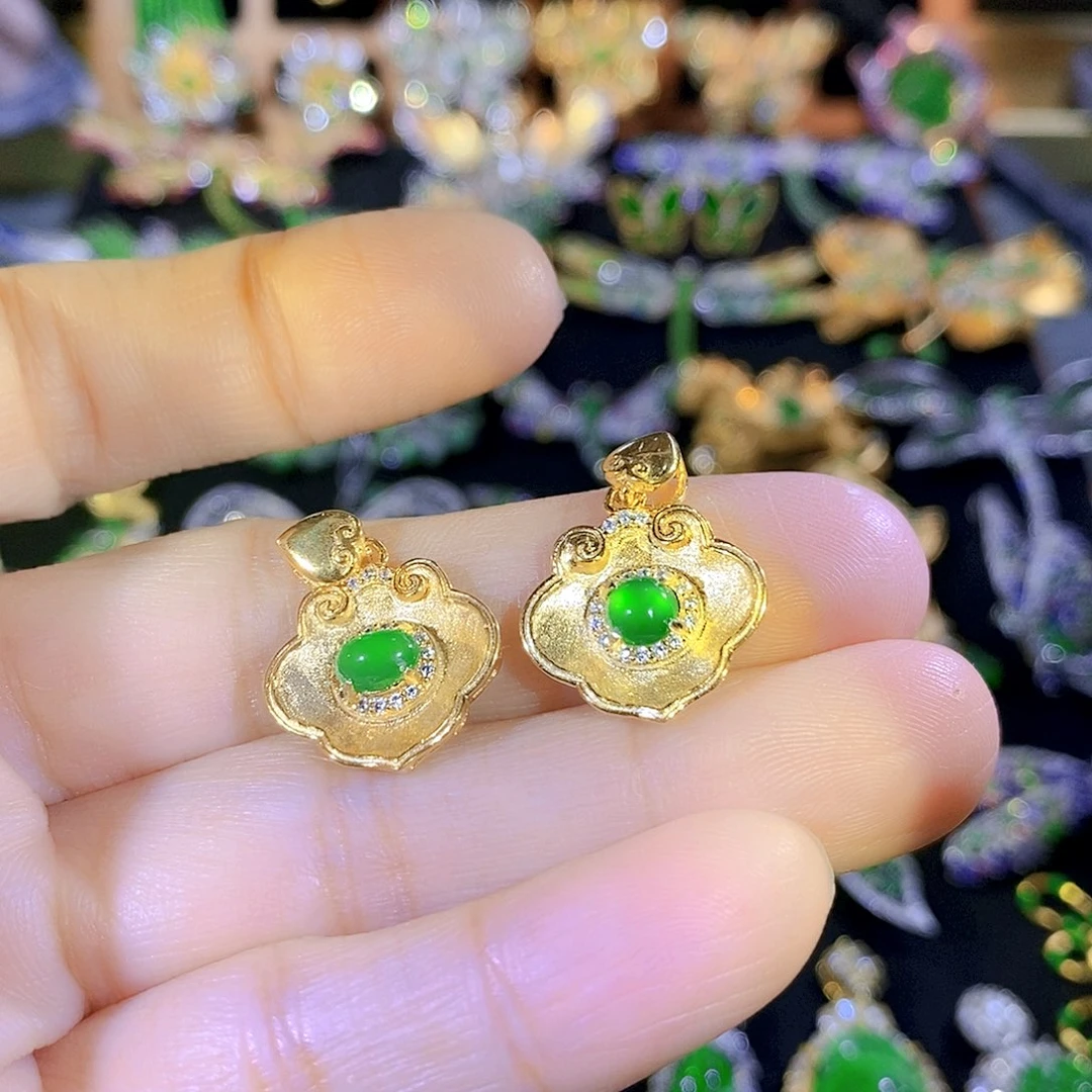 颈饰银S925镶嵌翡翠多样性发其一