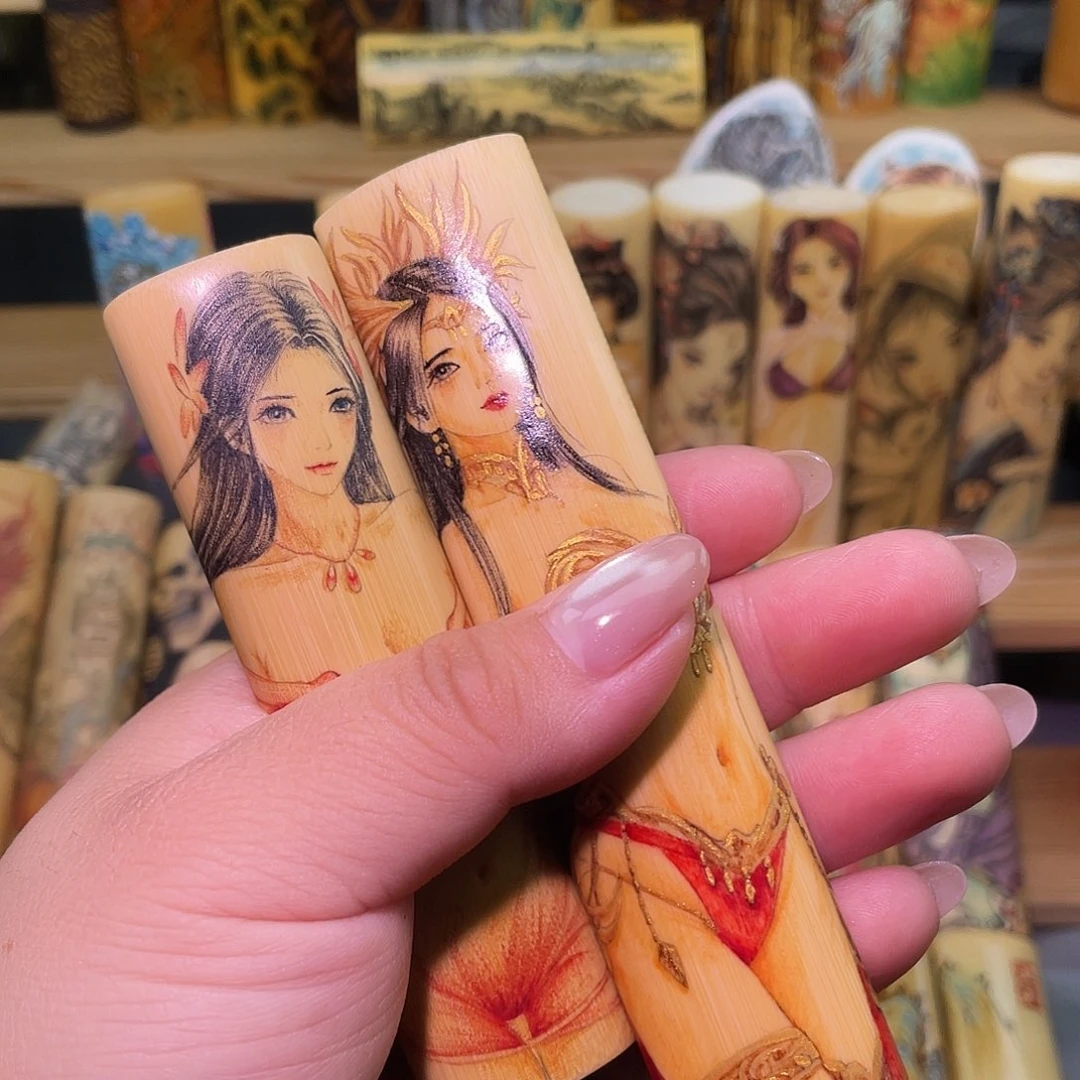 若***事实心竹手工作品美女