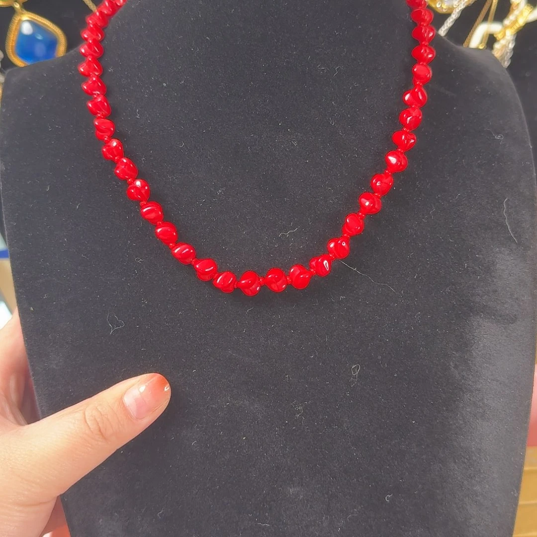 南***泥琉璃铜合金中古琉璃项链非全新