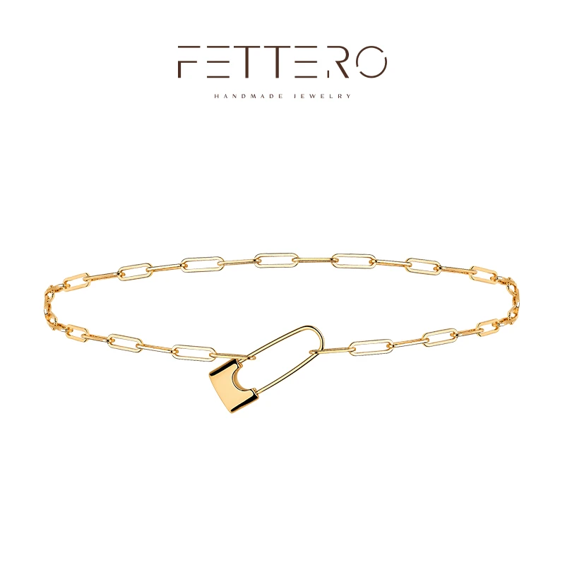 fettero 铜合金项链 【牵梦别针锁骨链】高定设计女时尚小众项链
