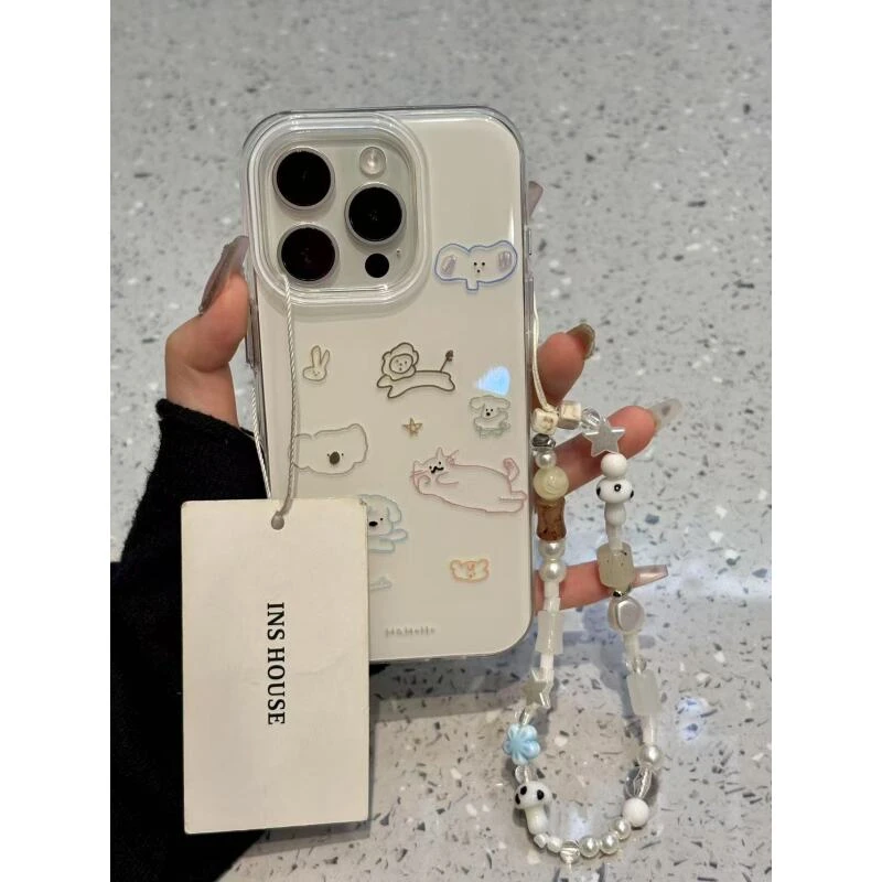 彩色线条猫咪小动物适用iphone16promax苹果15pro手机壳14新款13