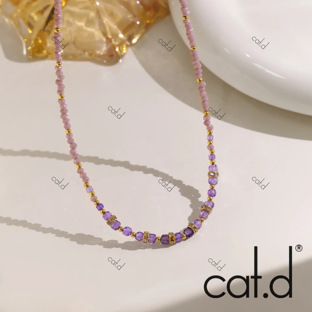 钛钢仿水晶项链 X0042《紫蔷薇》紫色ins温柔手作串珠原创百搭项链