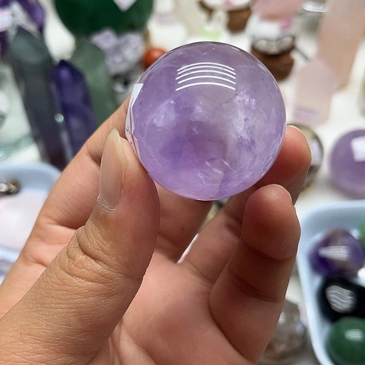 水晶珠宝半成品未镶嵌66克紫水晶球