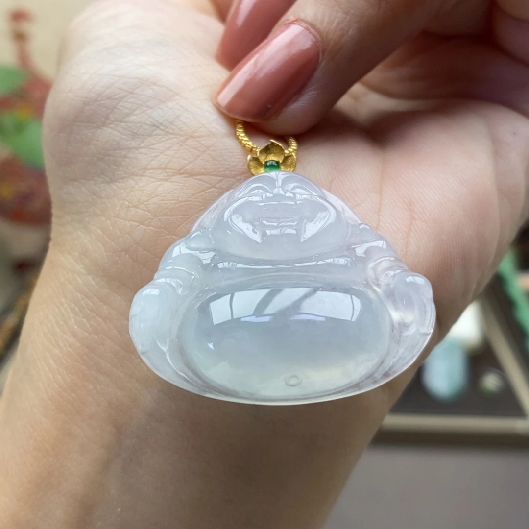 翡翠18K金镶嵌颈饰吊坠8