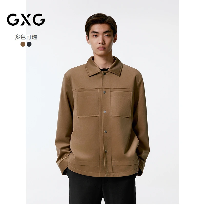夹克男GXG男装仿麂皮绒面质感外套春秋夏新#G24X213057