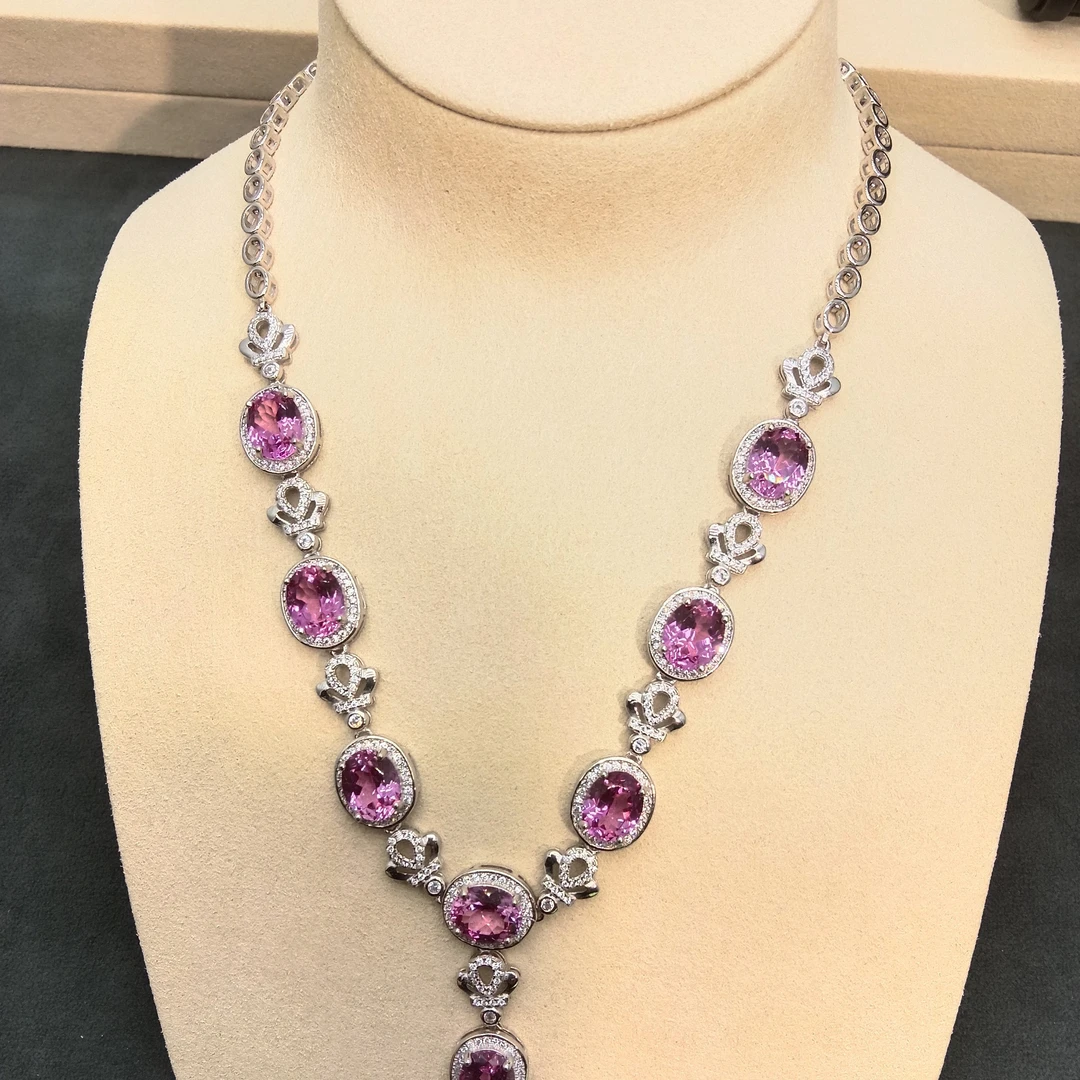 豪华蓝宝石套链银镀金