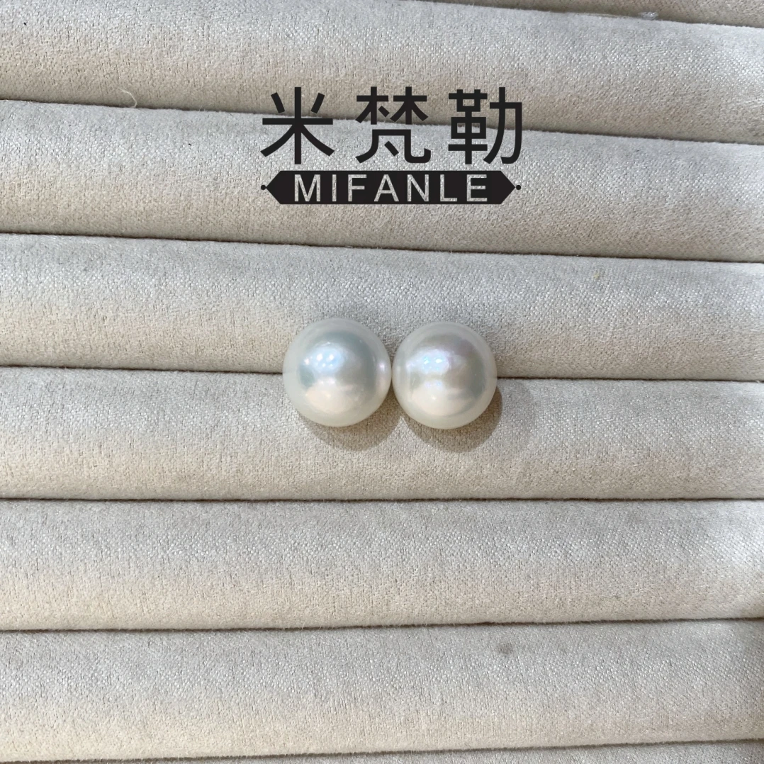 13-14mm白色天然淡水珍珠耳钉气质款耳钩2025新款耳环