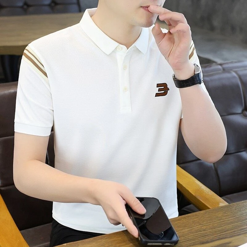 夏季男士休闲棉质Polo衫帅气潮流百搭时尚翻领短袖T恤S7860