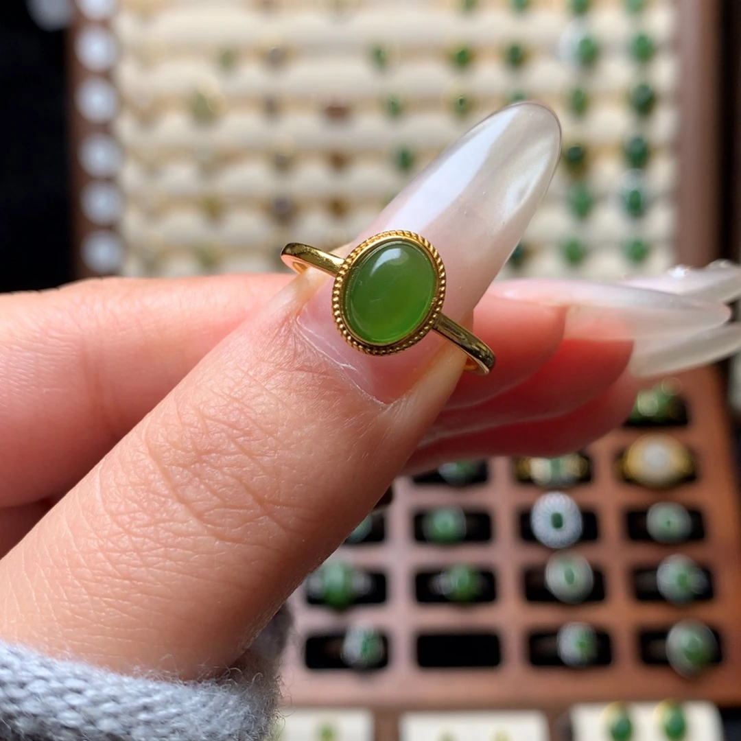 和田玉银S925镶嵌戒指