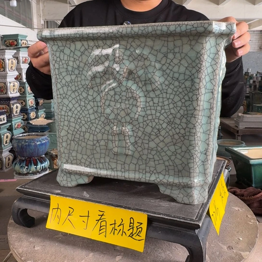 。一风堂石湾花盆 釉色瑕疵 盆口变形 内24*21