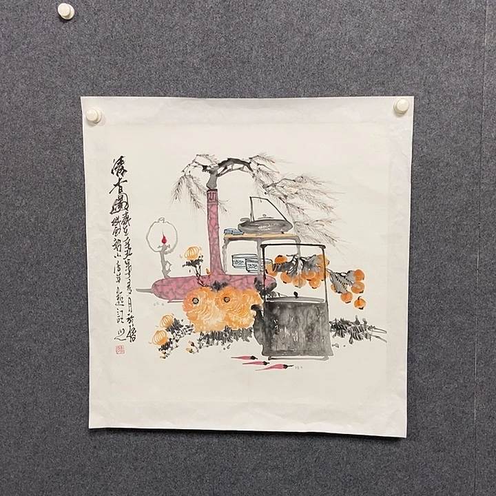 国画四尺斗方花鸟一幅