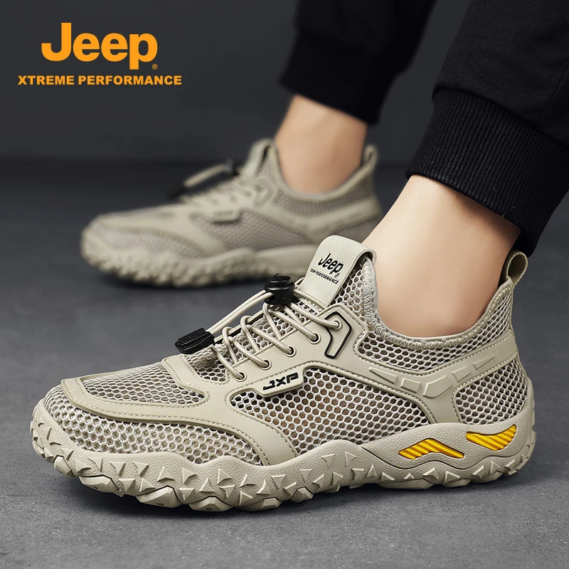 JEEP吉普男士网面鞋2025冬季新款透气薄款软底防滑户外运动休闲鞋