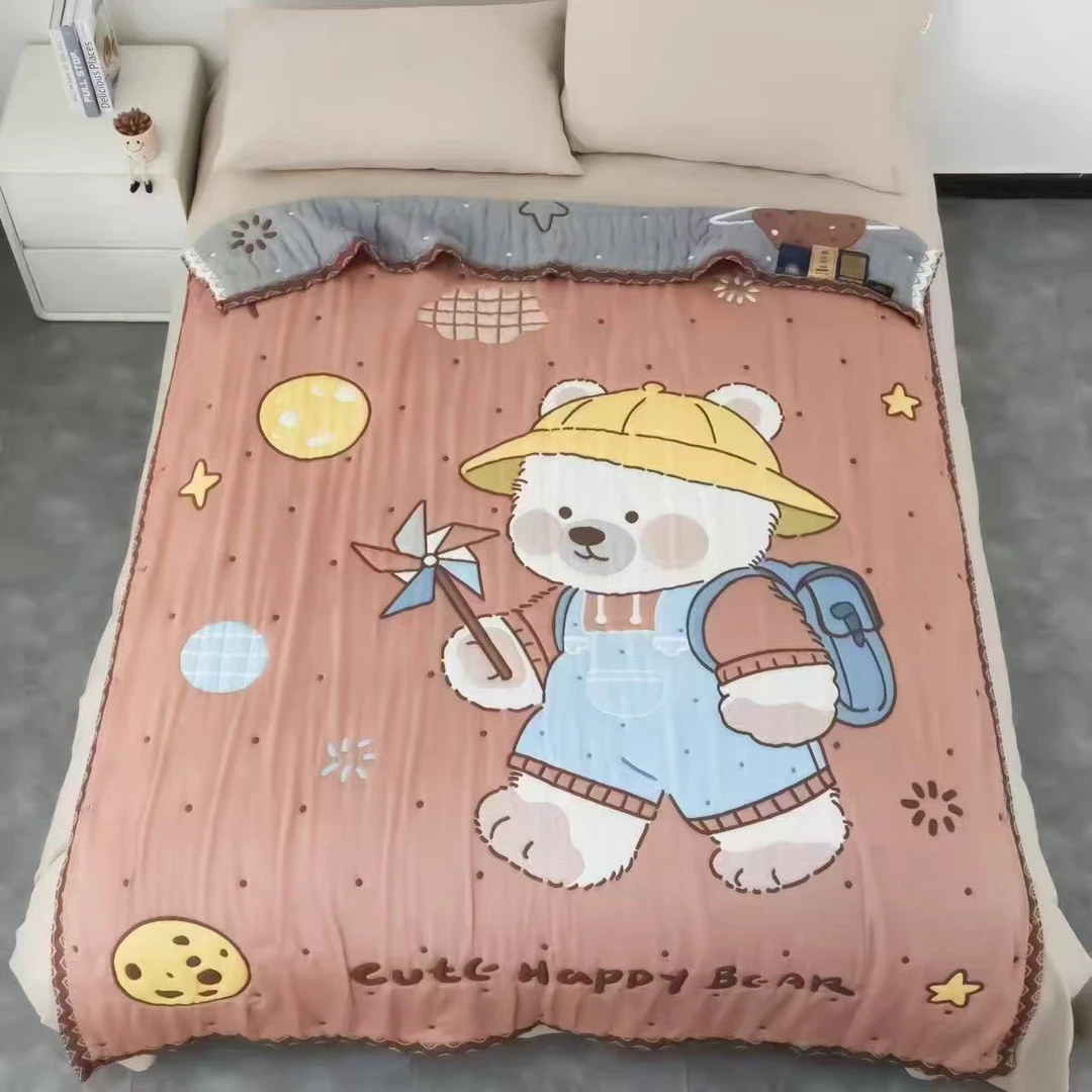 【150*200青春小熊】A类纯棉亲肤四季可爱卡通泡芙被