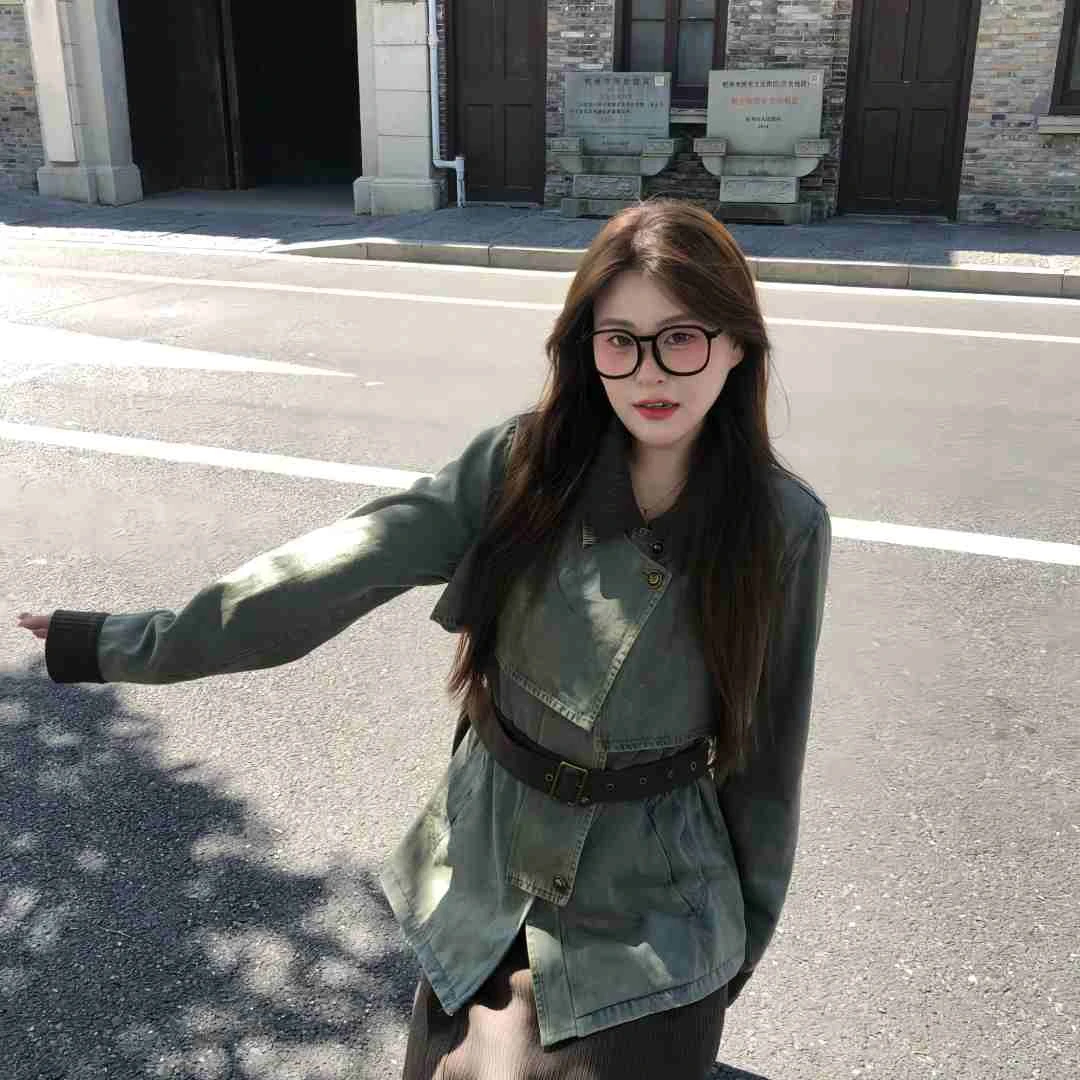 盈盈&南岛风大码女装爆款2025新款胖mm复古拼接牛仔外套ZYY2211