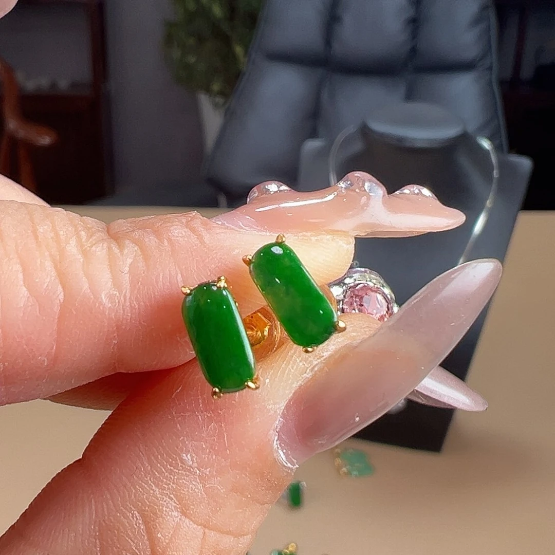 翡翠银S925镶嵌耳饰耳饰