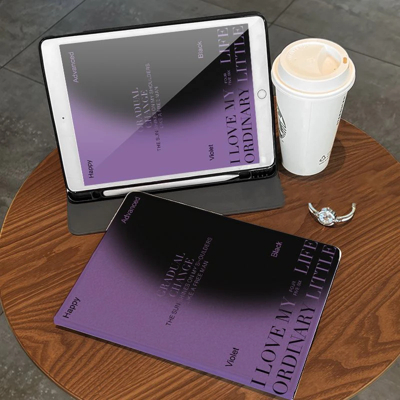 渐变英文适用苹果iPad2025款保护套11英寸2022书本iPad2021平板壳