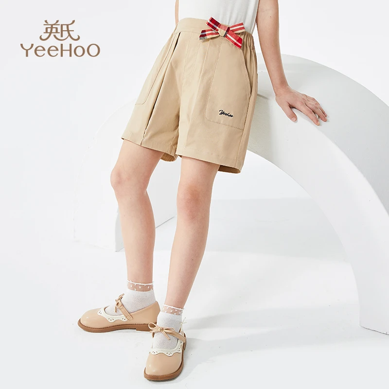 【直播】英氏女童夏季短裤儿童洋气蝴蝶结裤子中大童YS-X2097