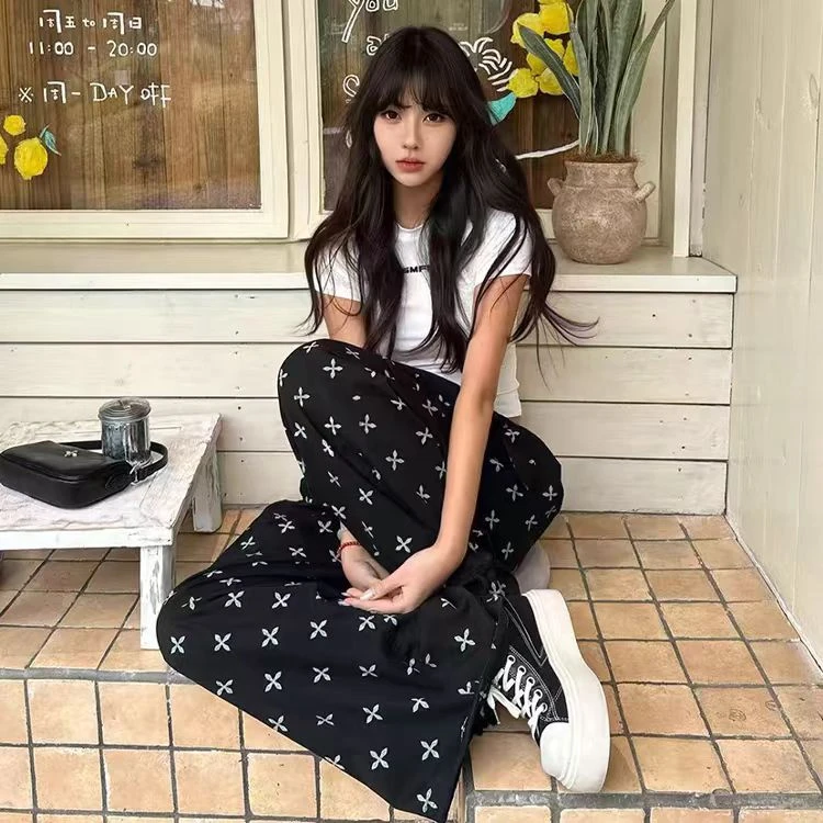 大米丨黑花园十字满印伞兵裤