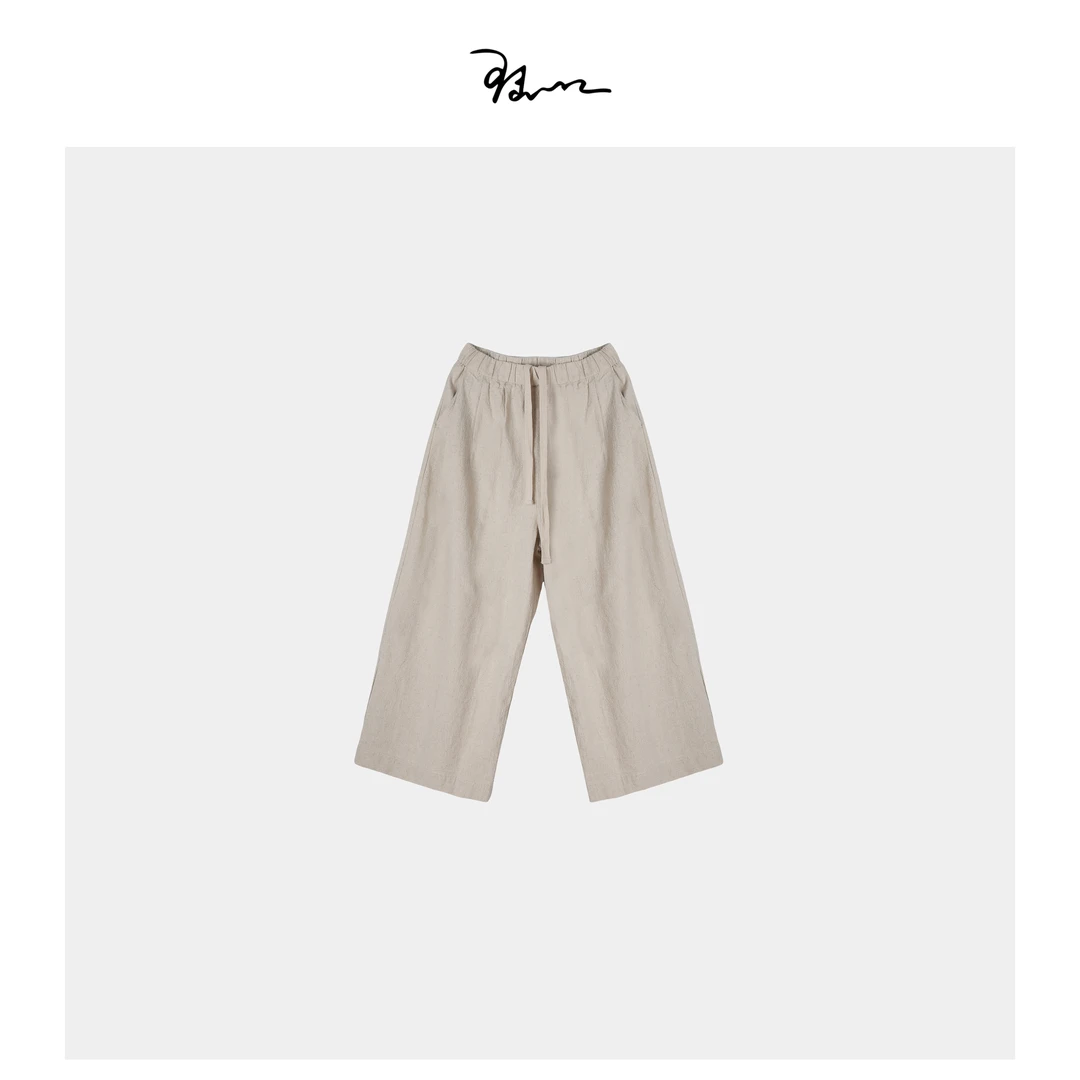 【青舍】陆一口定制抽带松紧麻本休闲裤