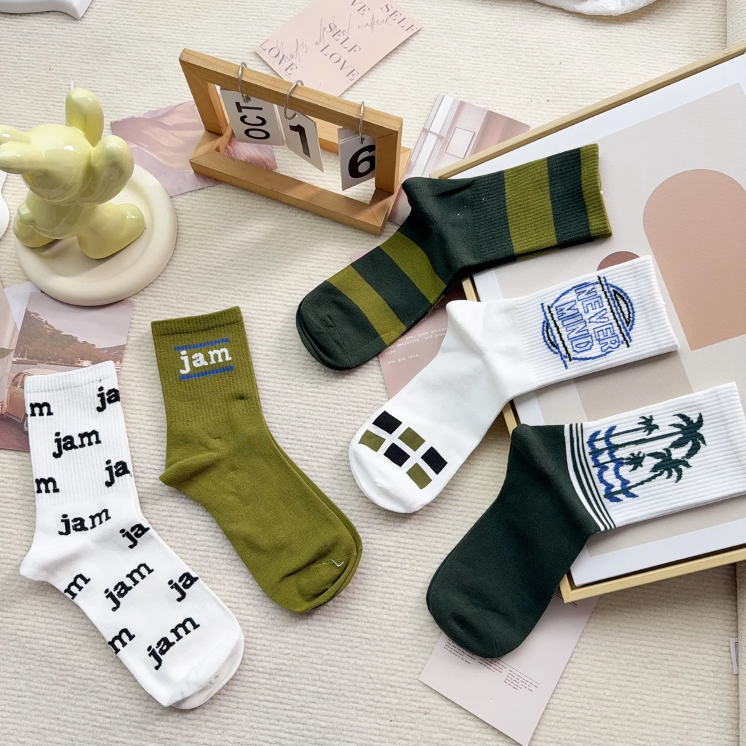 D002-67 五双男袜休闲时尚潮流中筒袜