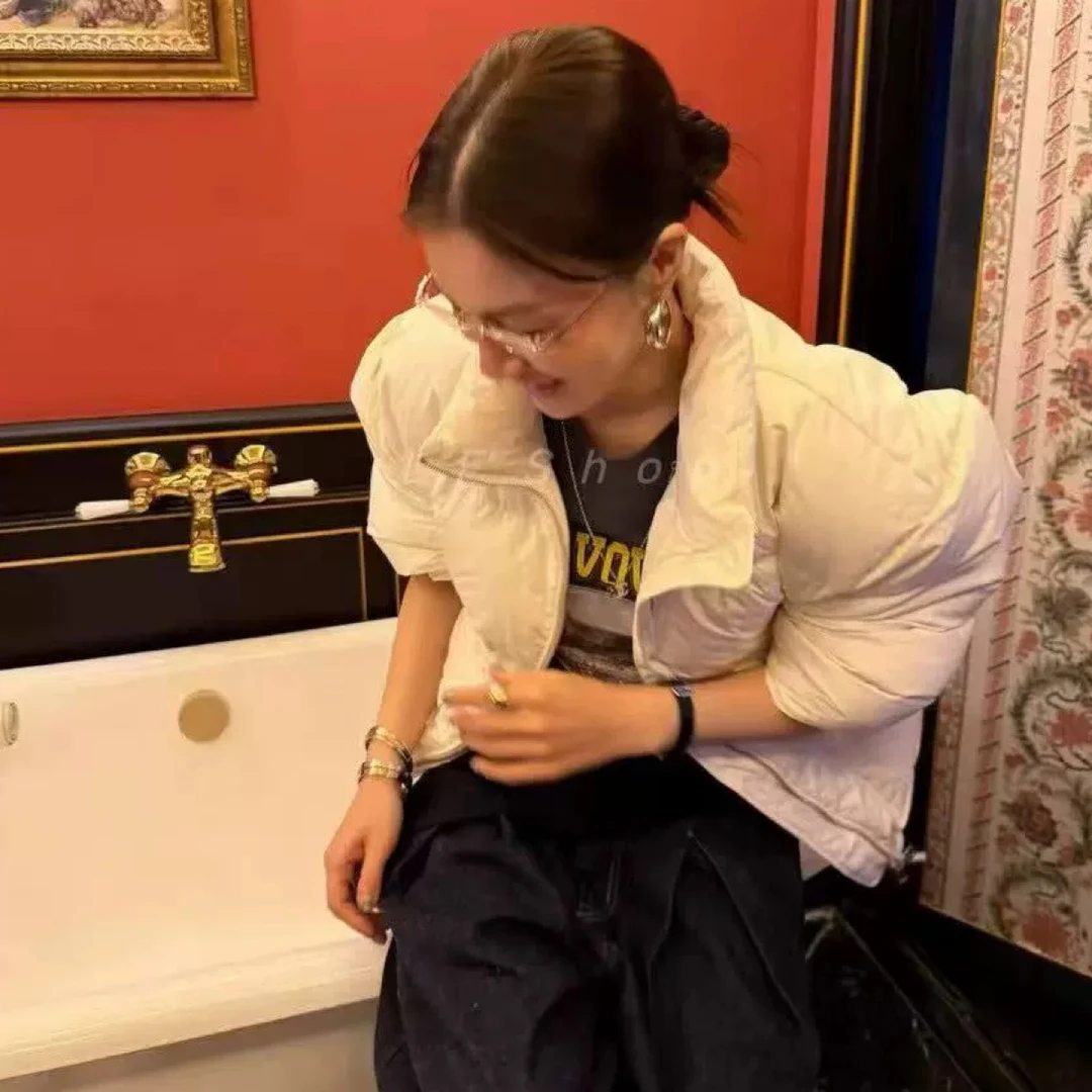 韩国东大门mute向日葵同款立领简约宽松鹅绒服外套