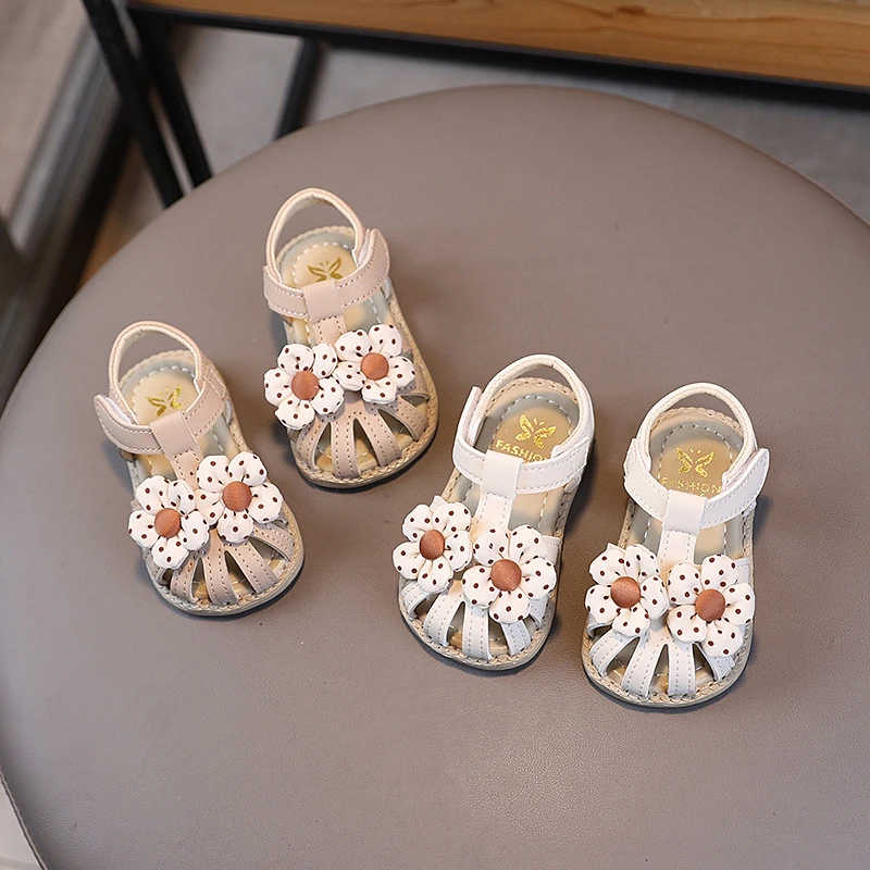 夏季女包头公主凉鞋01-2岁小童软底学步鞋花朵女孩防踢防滑凉鞋子