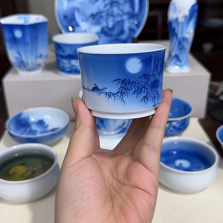 择***壹青花夜景竹子杯杯