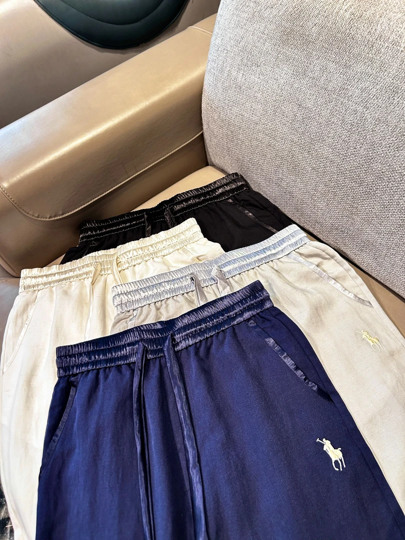 【天*丝亚麻】醋酸拼接设计师款舒适透气夏季薄款宽松直筒裤男5534）