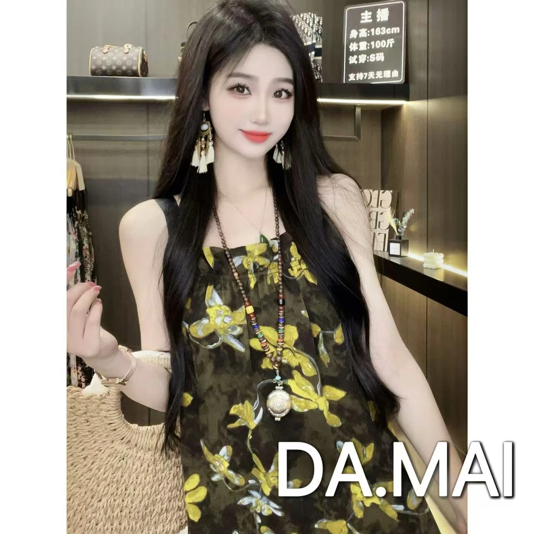 DA.MAI-8842#2025夏季清凉女款轻奢宽松长裙缎料无袖气质连衣裙