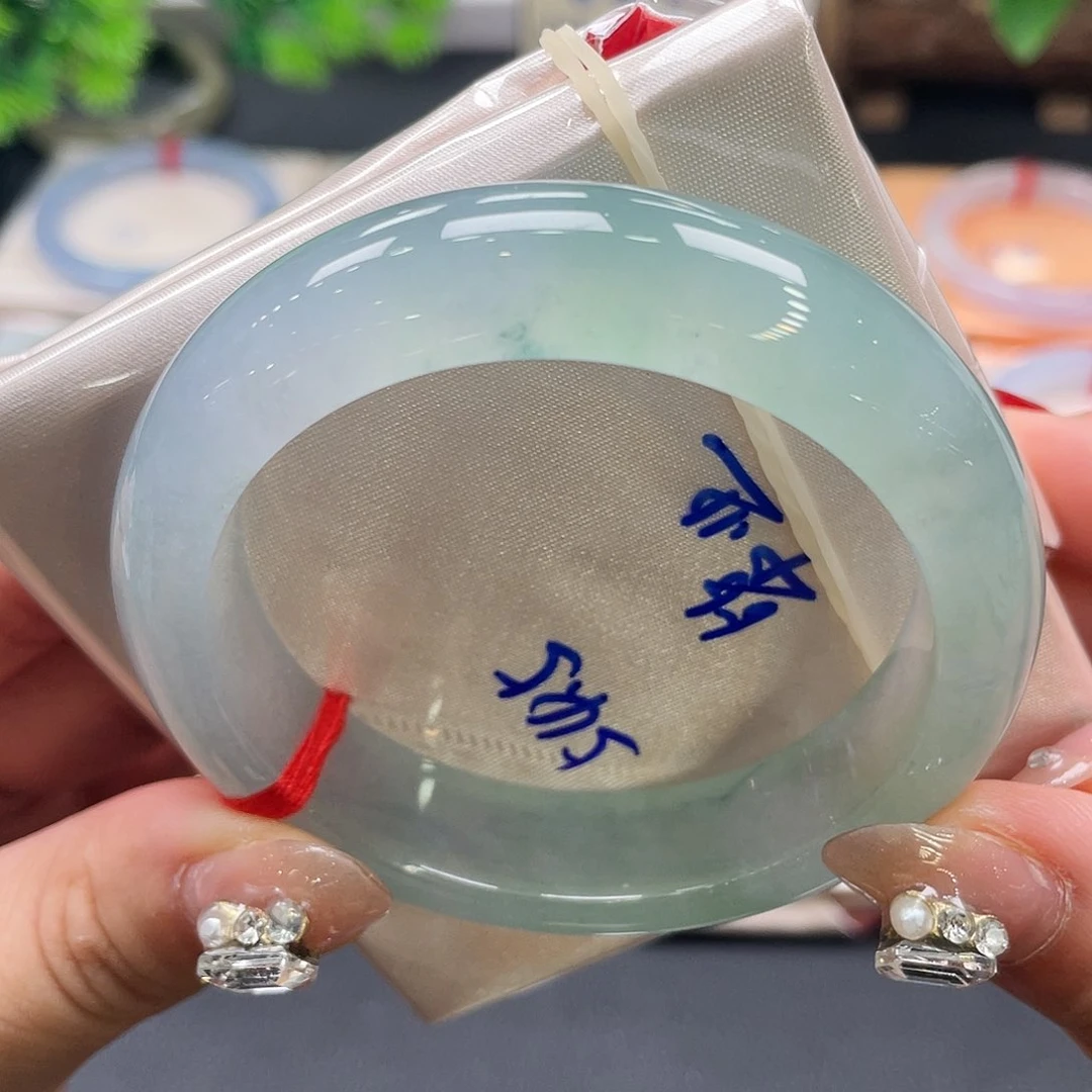 未镶嵌手镯翡翠62号冰胶绿毕业54.5圈