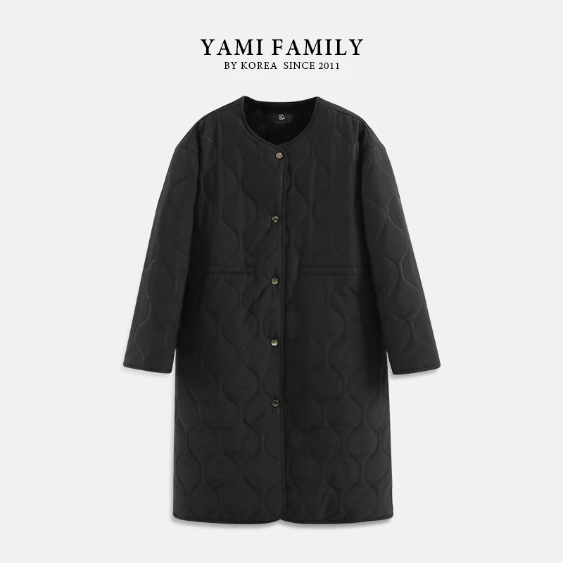 YM 2070-2 经典百搭保暖外套女装休闲中长款保暖秋冬舒适圆领