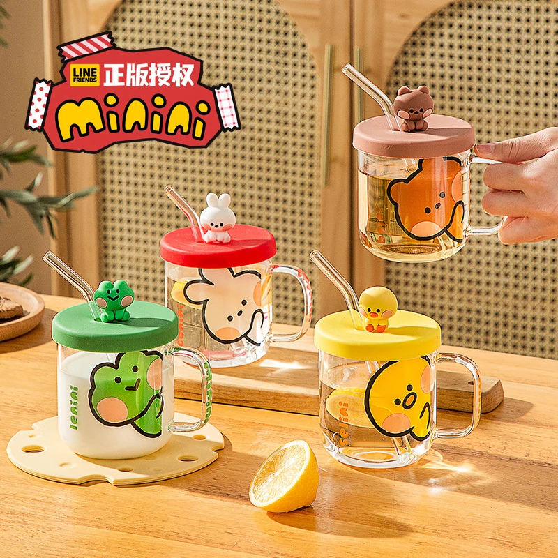 《直播专属》正版布朗熊minini耐热耐高温吸管玻璃杯家用办公室水杯