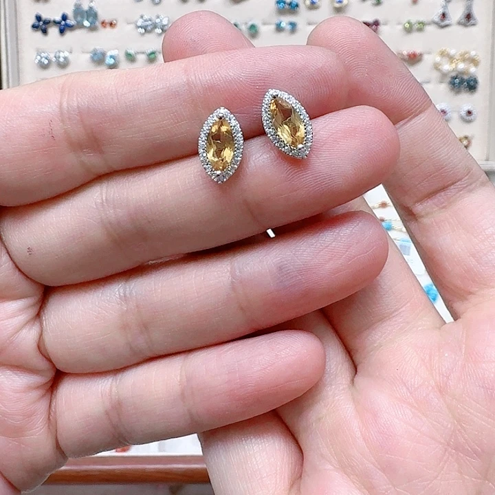 水晶耳饰银S925镶嵌耳钉