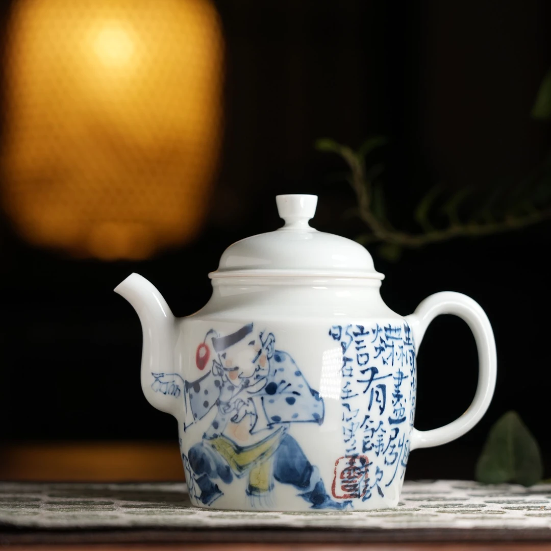 瑞和名家名作 郑云一 青花釉里红德钟壶 戏曲人物